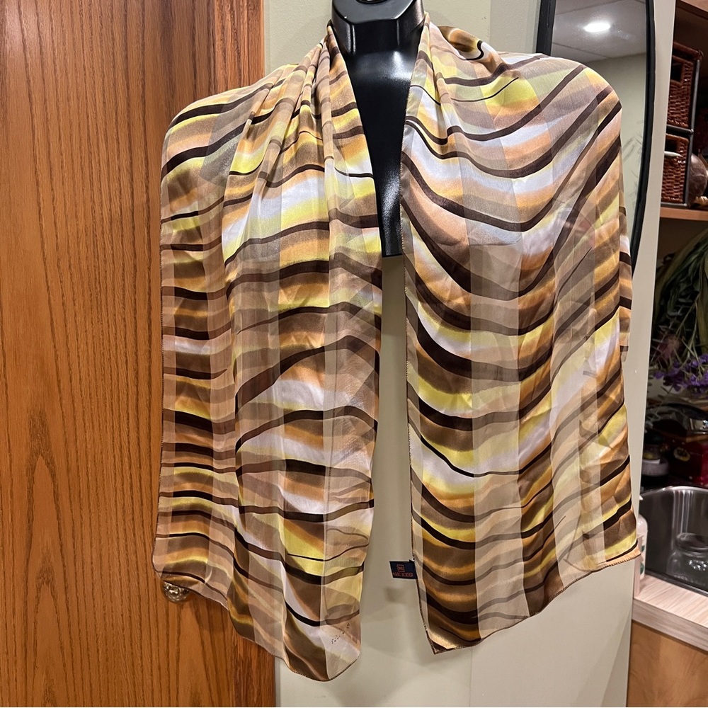 Silk rectangle scarf: golds and tan.